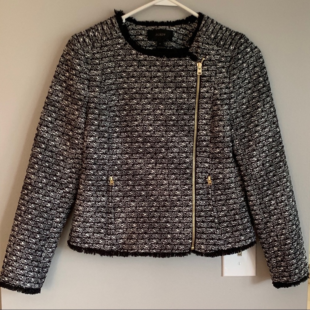 J. Crew Zip Jacket in Fringy Tweed